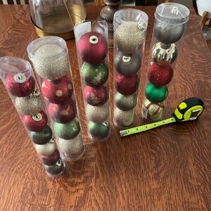 20, 2” shatterproof ornaments and 5, 1.5” ornaments